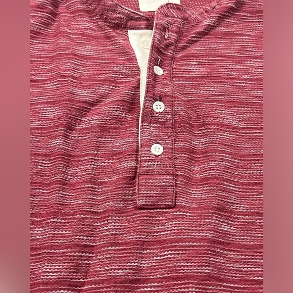 Billy Reid Medium Heather Red Mock Collar Henley Long Sleeve Button Shirt - Picture 6 of 12
